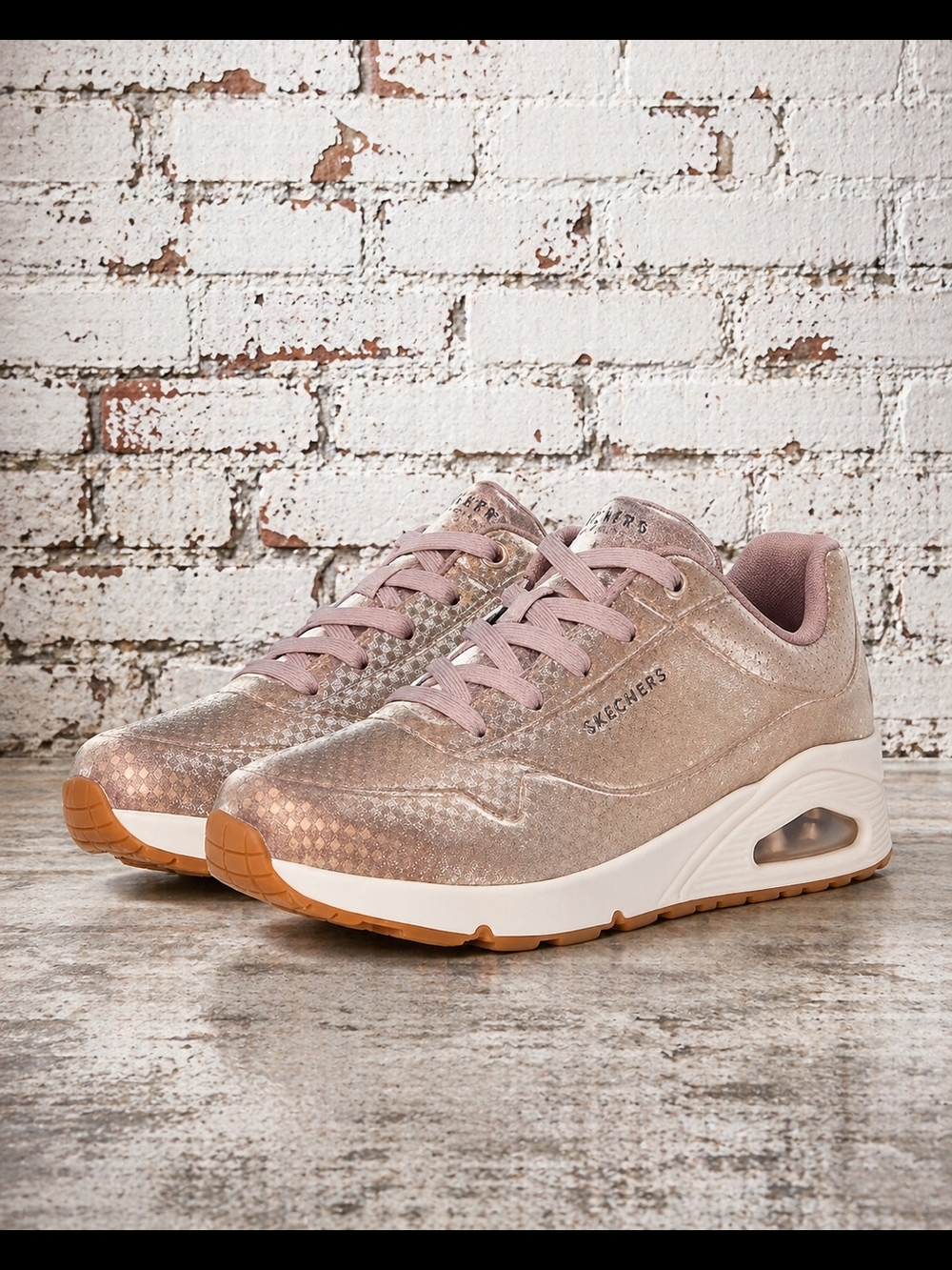 Skechers Women's Metallic Blush Pink Platform Sneakers
